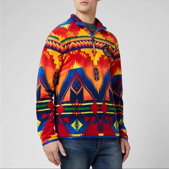 Polo Country Sportsman Polar Fleece Jacket Sweatshirt Aztec Tribal Pullover Sz M